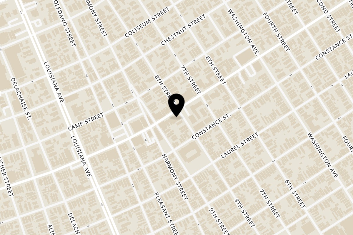 Map showing the location of Magazine Masala Indian Kitchen on 3100 Magazine St in New Orleans